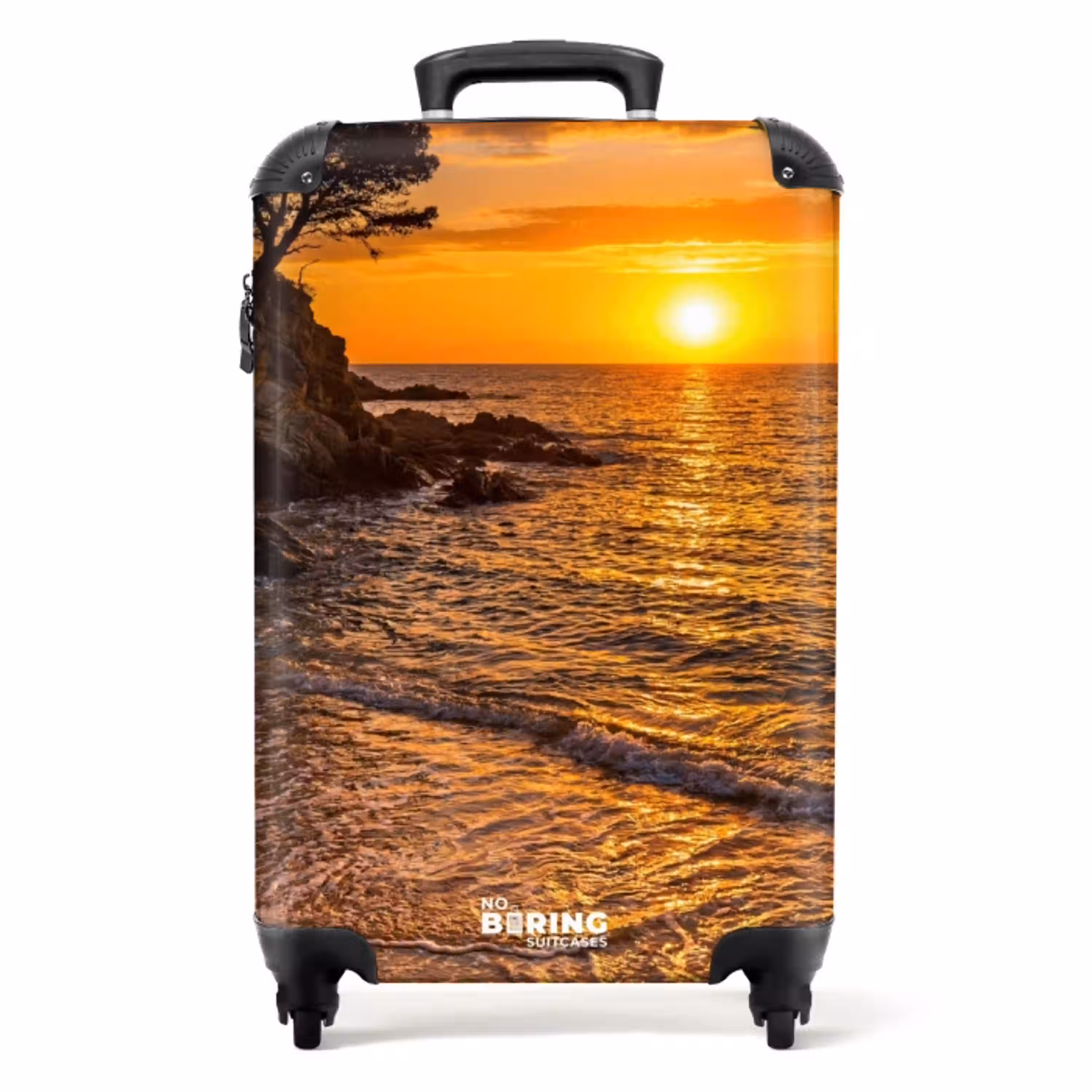 Zee - Kust - Zonsondergang - Natuur - Oranje NBS - Handbagage koffer - Volwassenen Unisex middel -productfoto_recht
