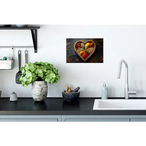 Houten - Hart - Kleurrijke - Specerijen Muursticker klein -keuken