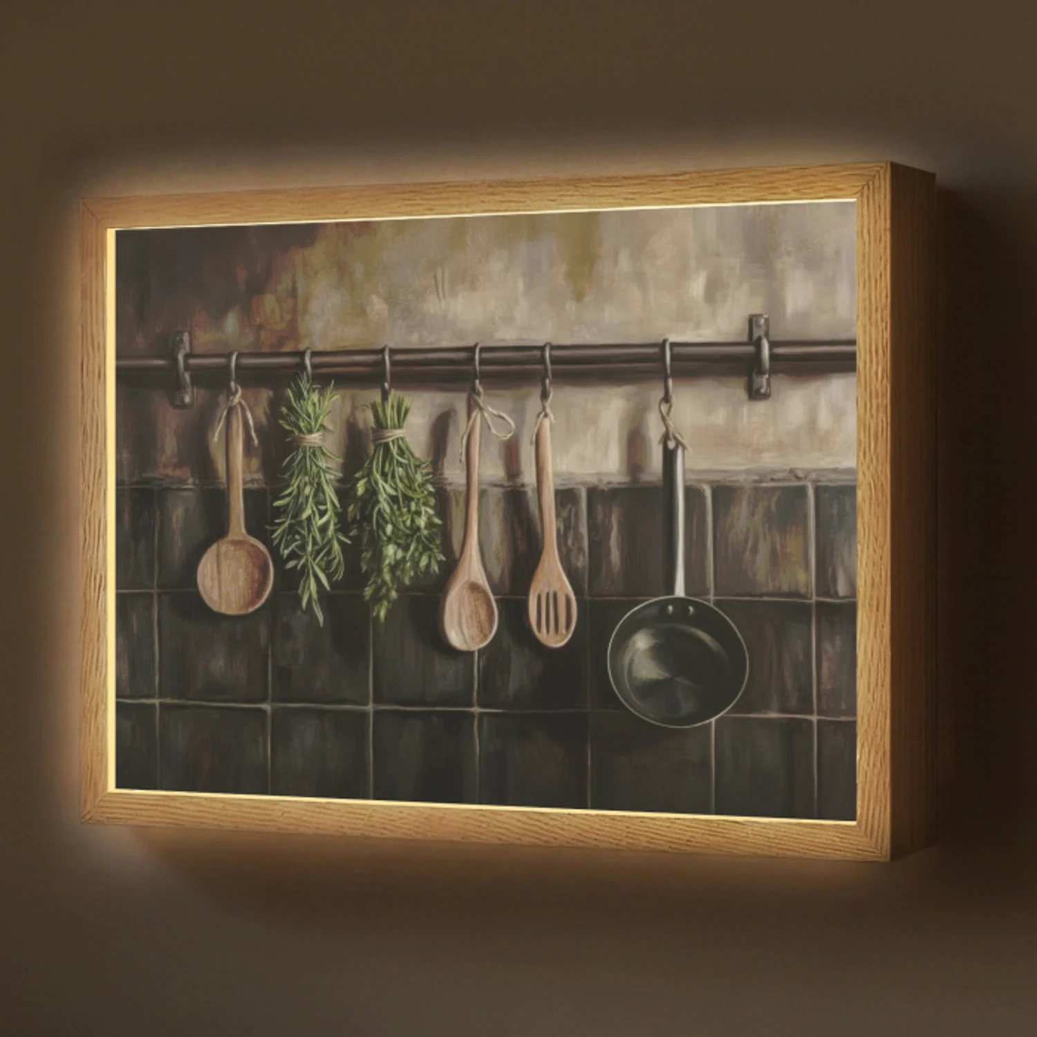Keukengerei - Rustiek - Tegels - Kruiden Light Box met batterij (Wandlamp) middel -z3d_website