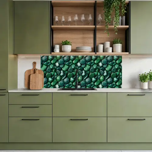 Groen - Glanzende - Kiezels keuken achterwand 2 middel 871 -sfeer3