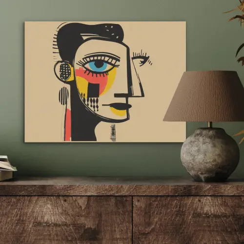 Geometrisch - Felle kleuren - Kubistische stijl PET vilt klein -sfeer2