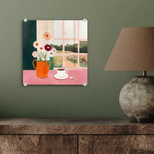 Bloemen - Koffie - Raam plexiglas 5mm klein -sfeer3