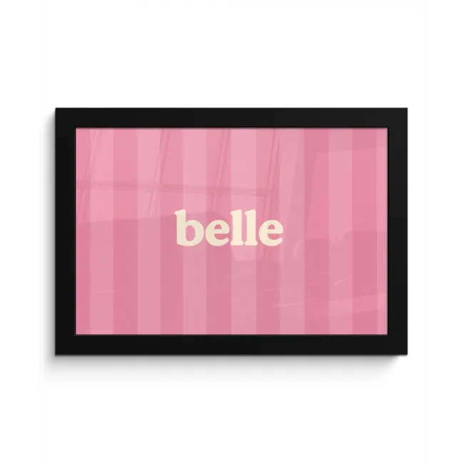 Roze - Gestreept - Belle fotolijst zwart zonder passe partout klein -3d