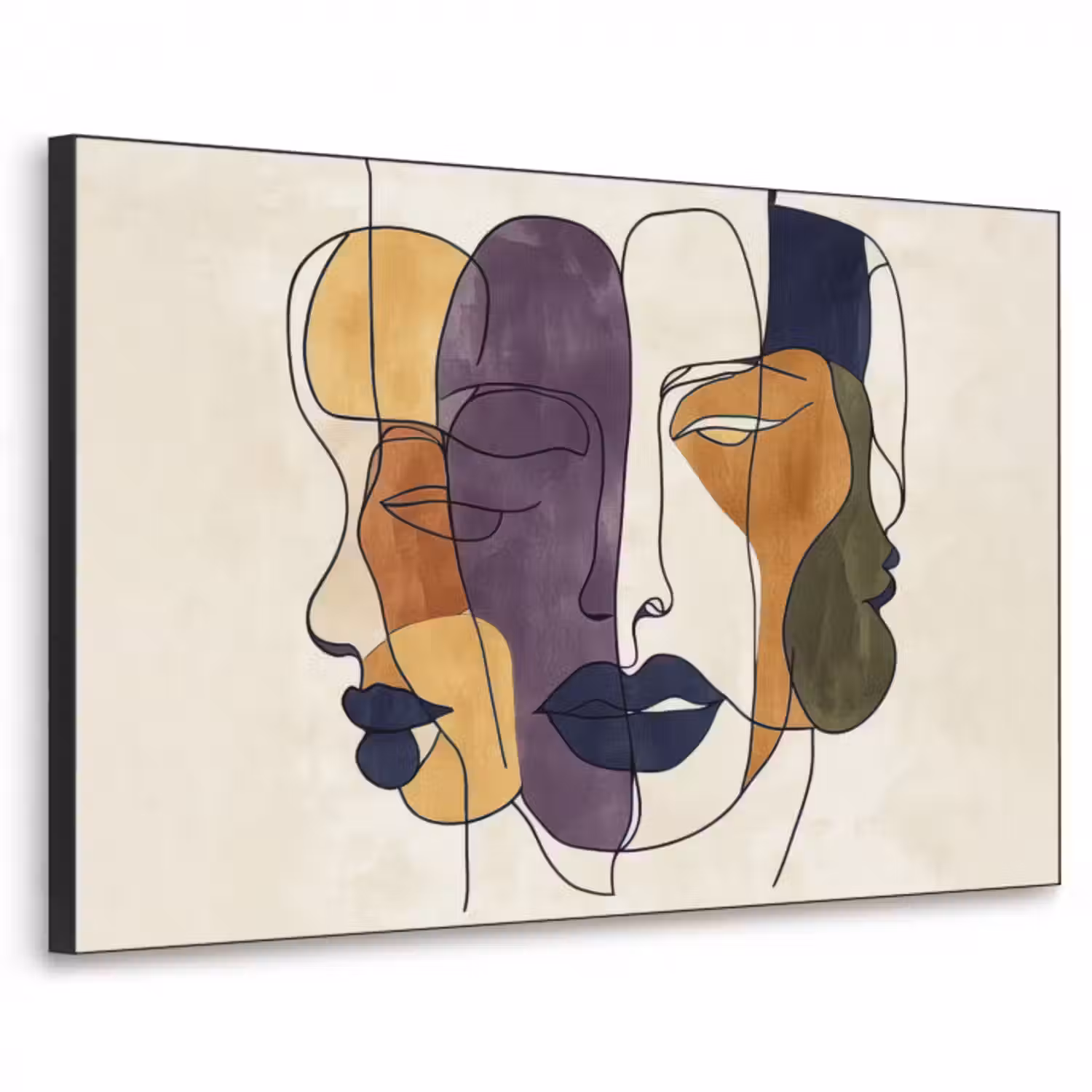 Art Frame - Abstrakt - Überlappende Gesichter - Lila - Dunkelgrün