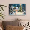 Kerst - Kerstboom - Winter - Huis - Sneeuw canvas 2cm klein -sfeer1