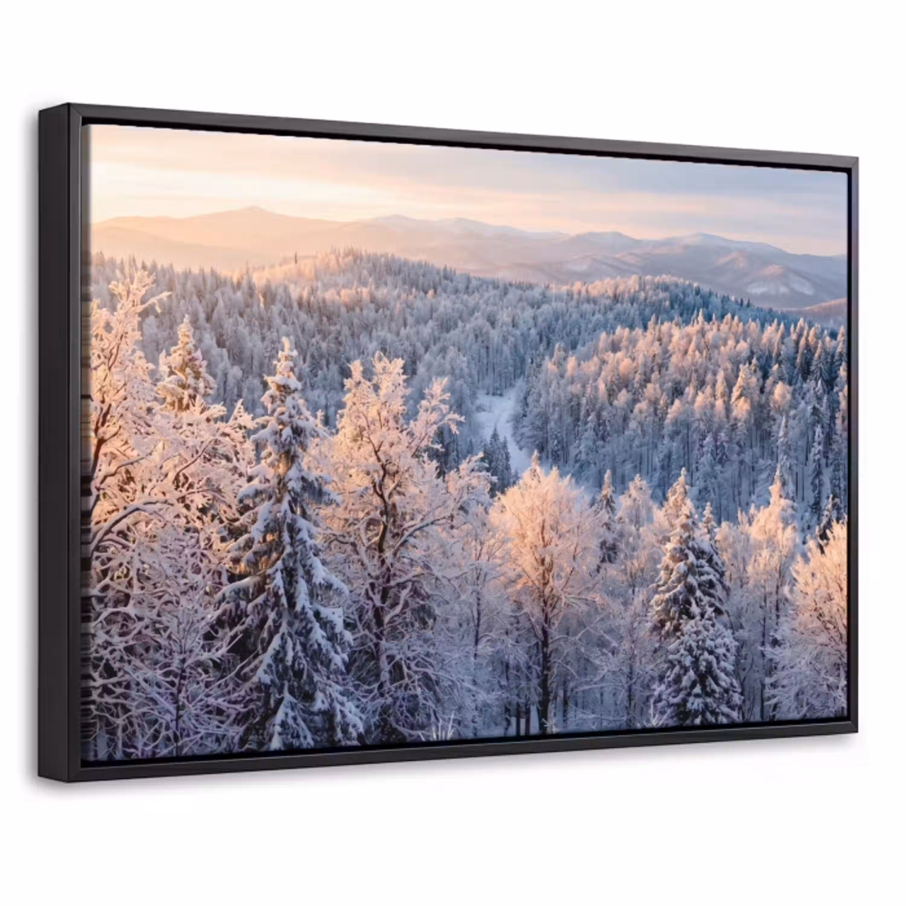 Bos - Bergen - Goud - Winter - Warm Canvas met baklijst klein -threedimensional_3d_global