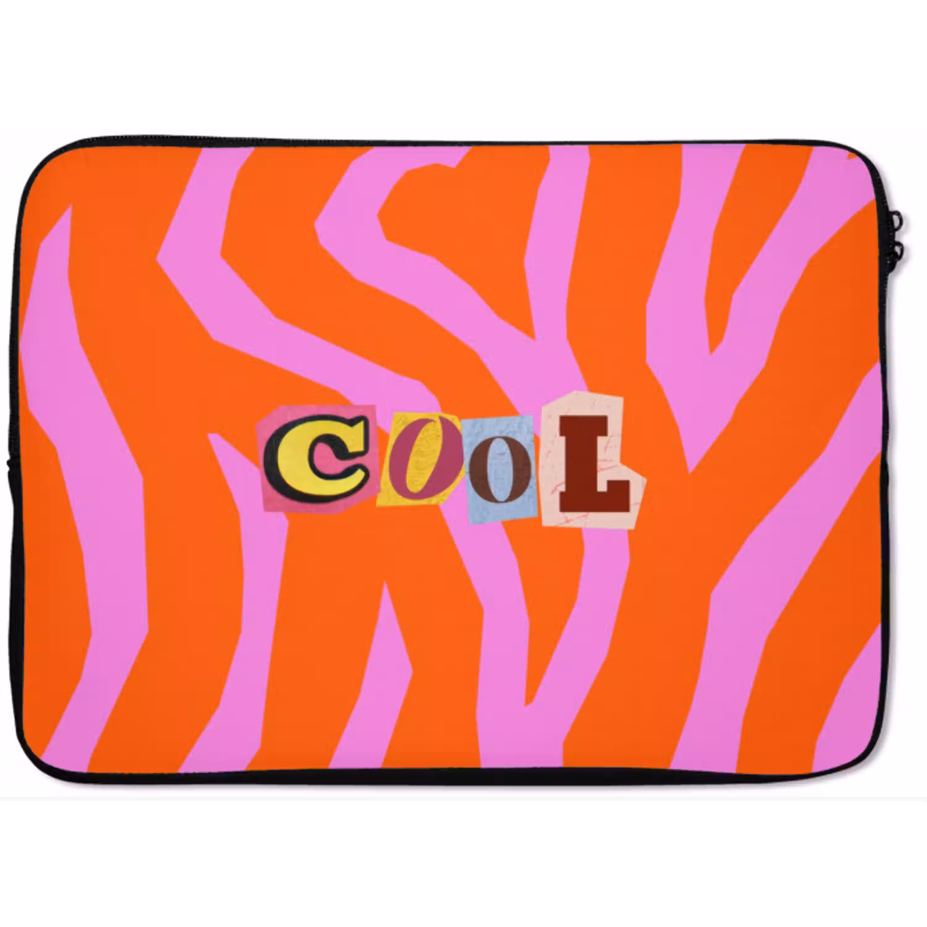 Zebraprint - Grafisch - COOL - Oranje laptophoes neopreen klein -zkaufland3dotto