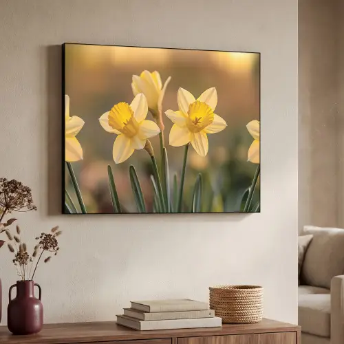 Bloemen - Geel - Wazig Textielframe - compleet frame klein -sfeer3