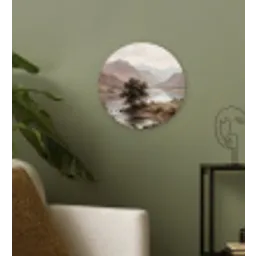 Berglandschap - Meer - Bergen - Vallei - Klassiek Wandcirkel kunststof plaat 5mm dik klein -sfeer3