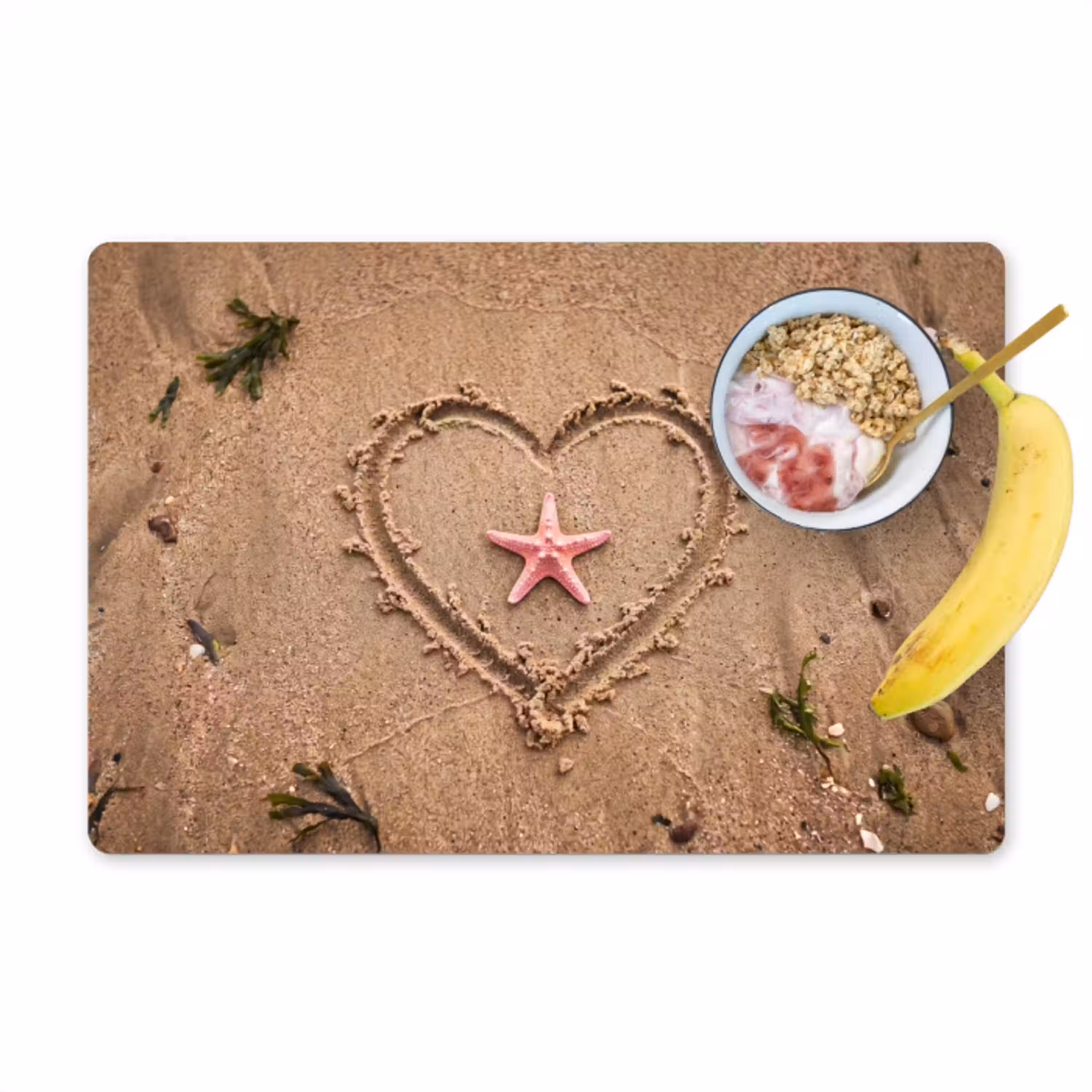Dieren - Hart - Strand - Zand - Roze Placemat vinyl groot -zzzproduct_Kitchenyeah-website