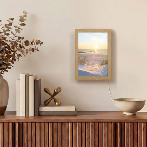 Strand - Zon - Duin - Gras - Zand - Horizon Light Box met kabel (Tafellamp) klein -sfeer2