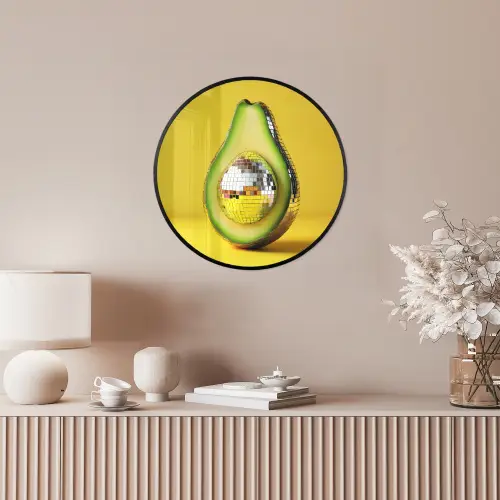 Avocado - Discobal - Geel - Glitter Fotolijst rond zonder passe partout klein -sfeer3