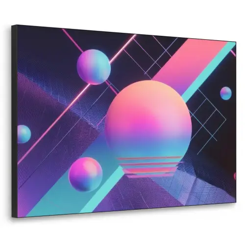 Cirkels - Vlakken - Abstract - Blauw Textielframe - compleet frame klein -3d