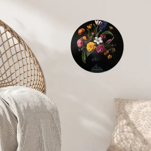 Lente - Bloemen - Klassiek - Vaas Wandcirkel behangsticker klein -sfeer4