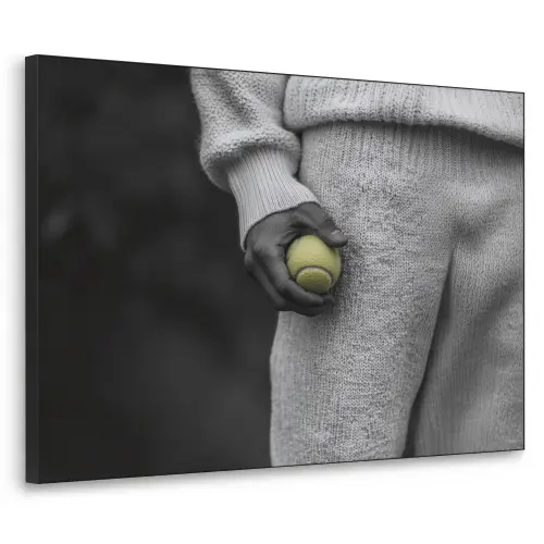 Tennisbal - Zwart - Wit Textielframe zwart klein -3d