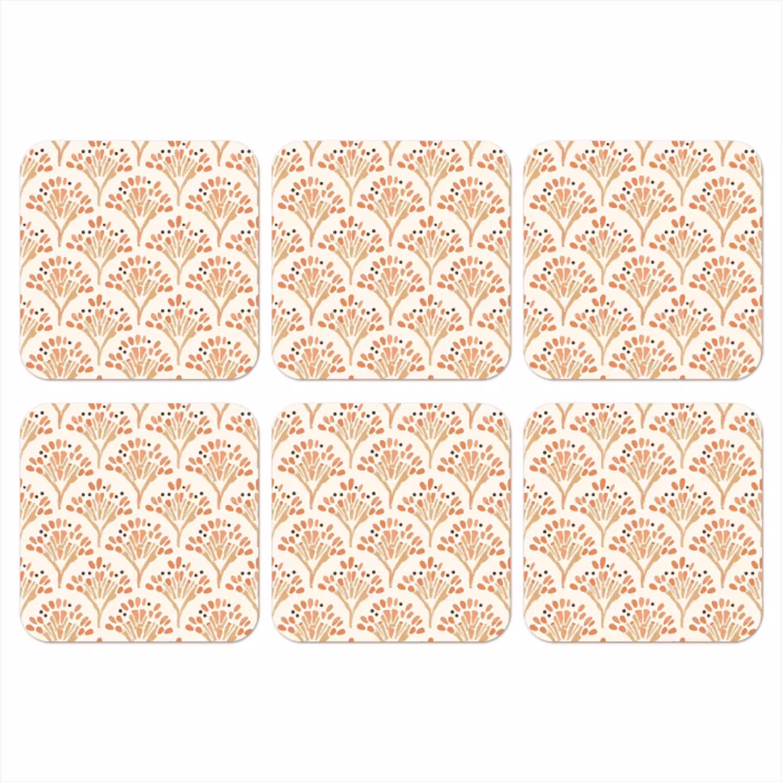 Terracotta - Waaiers - Schilderachtig - Patroon onderzetter kurk middel 366 -3d