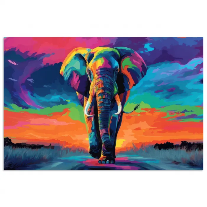 Olifant - Kleurrijk - Lucht - Abstract poster papier klein -3d