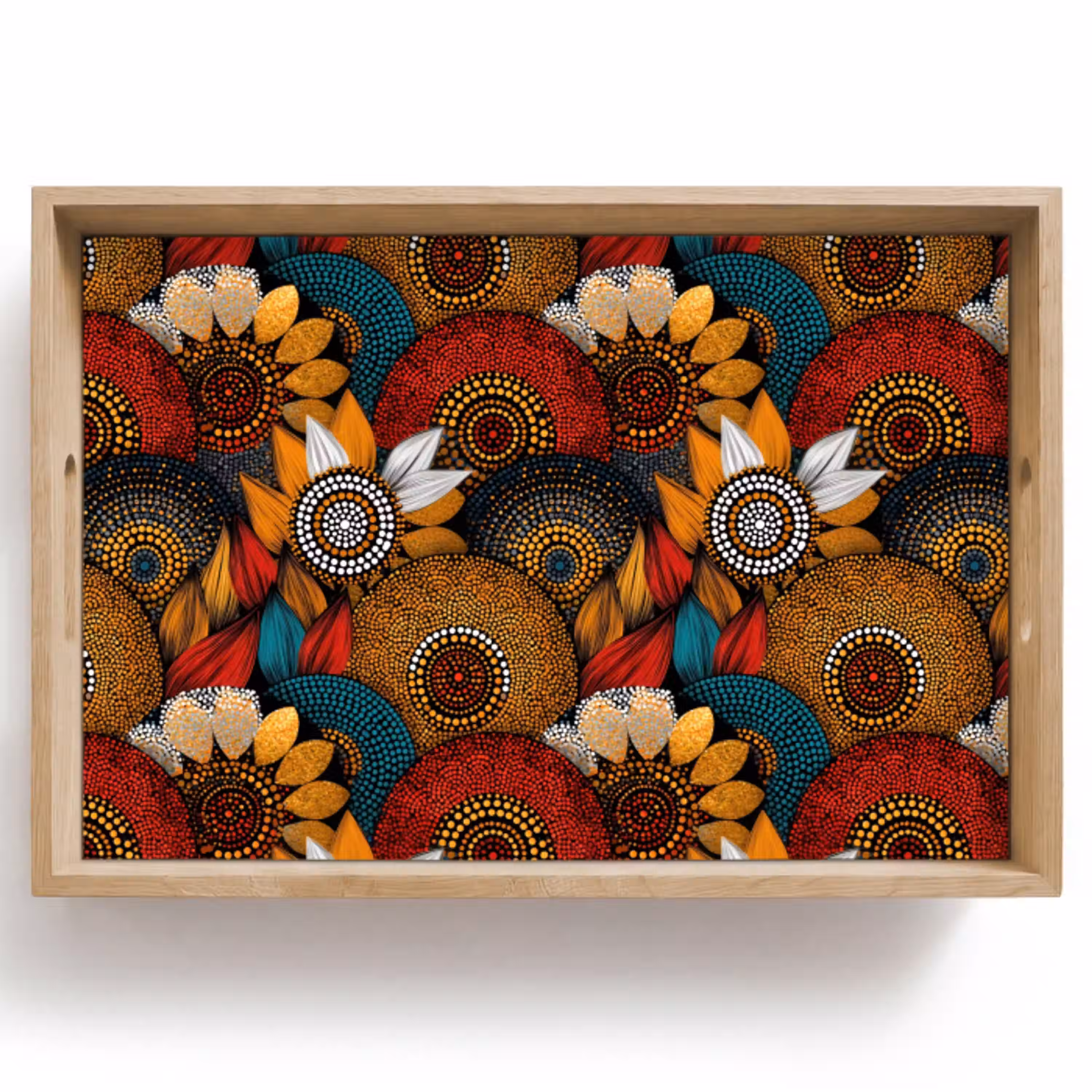 Kleurrijk - Aboriginal - Dot Painting - Botanisch - Patroon Dienblad Rechthoek middel 910 -z3d_shopping