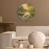 Eenden - Vijver - Bloemen Akoestische PET Vilt - Rond klein -sfeer1
