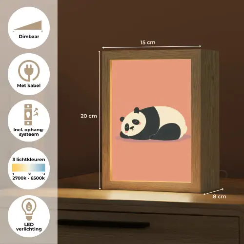 Panda - Slaap - Oranje Light Box met kabel klein -USP_NL