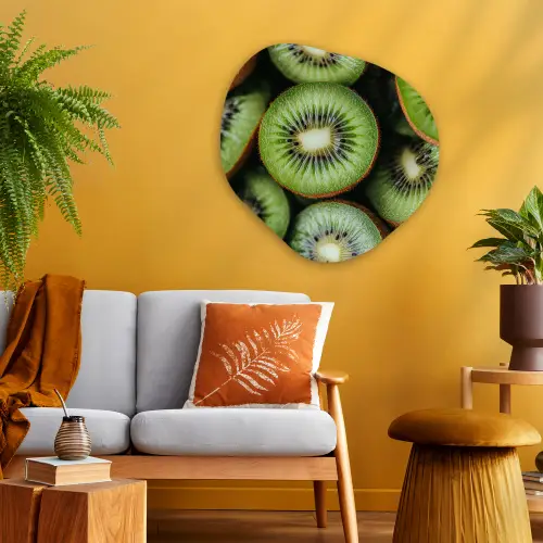 Kiwi - Fruit - Groen Wandcirkel Organisch Plexiglas middel -sfeer4