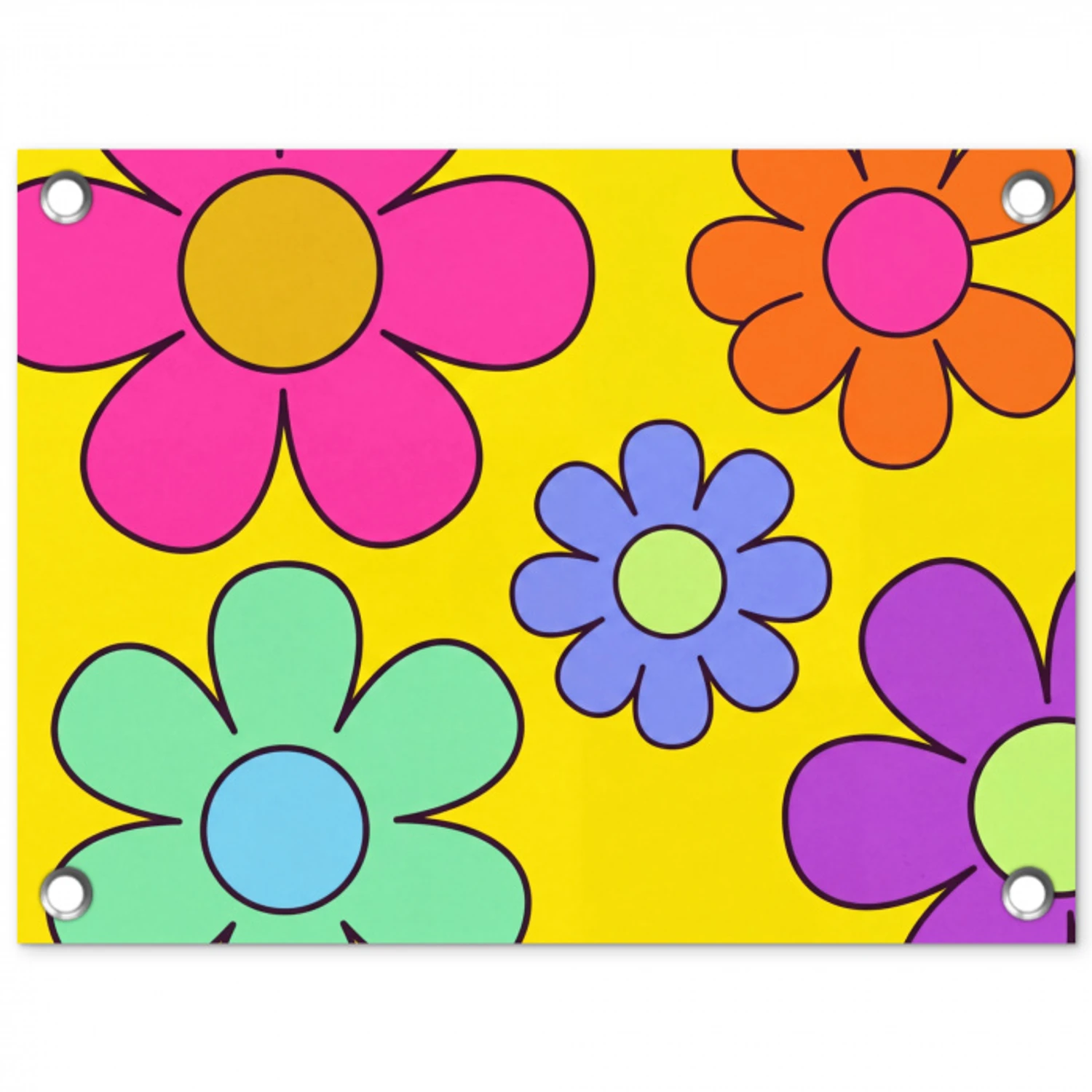 Bloemen - Illustratie - Kleurrijk tuinposter los doek klein -3d