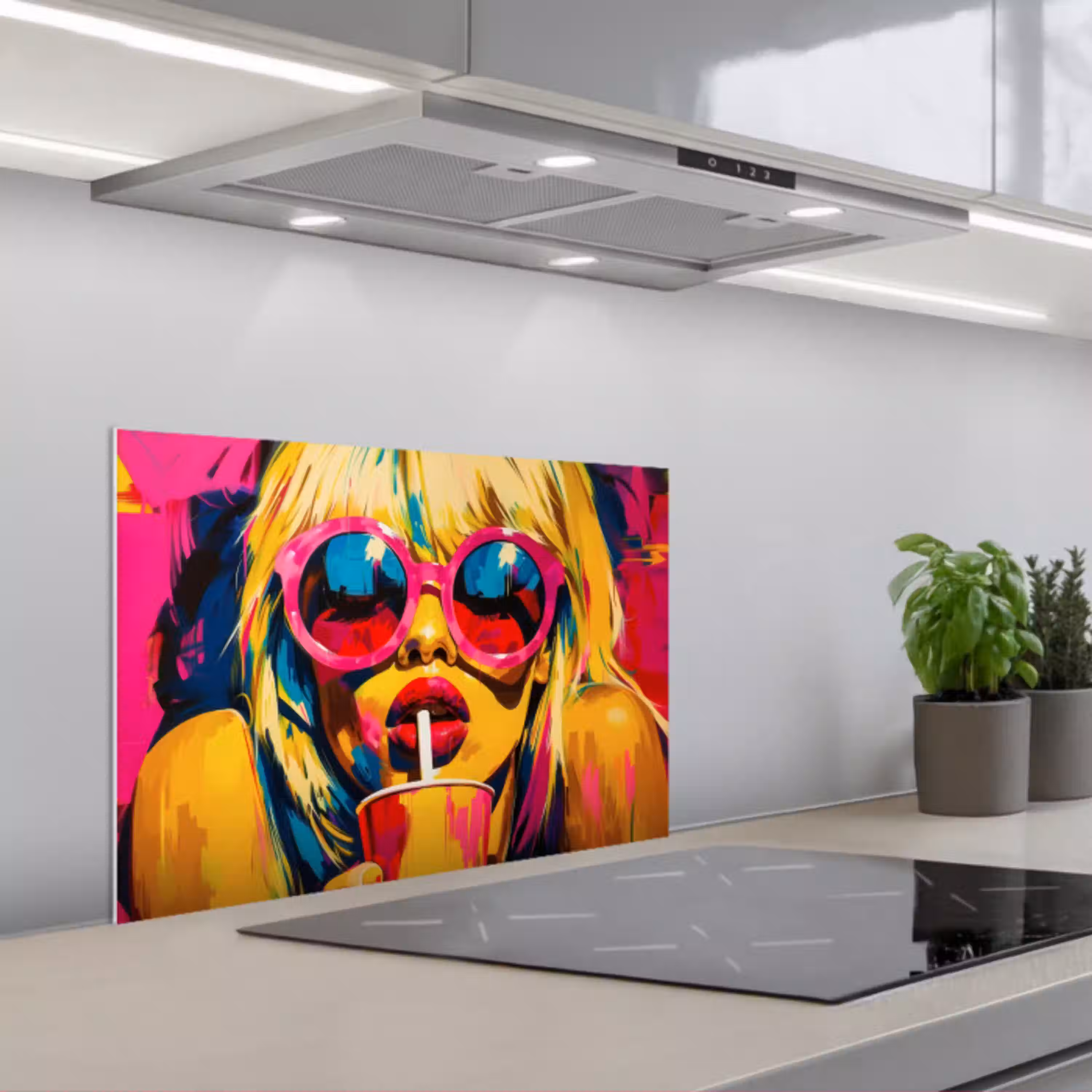 Zonnebril - Roze - Vrouw - Rietje keuken achterwand spatscherm klein -3d_schuin