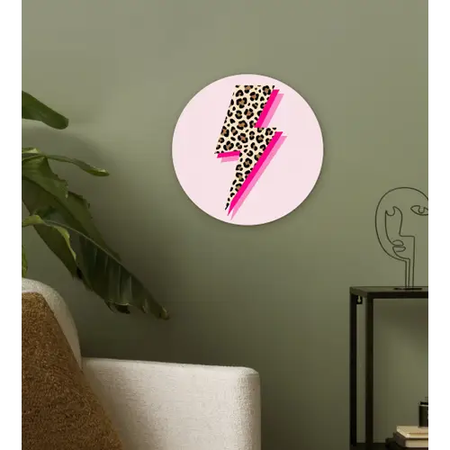 Stippen - Roze - Bliksem Wandcirkel kunststof plaat 5mm dik klein -sfeer3