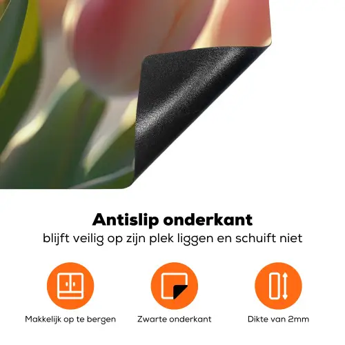 Tulpen - Roze - Zonnestralen Inductie beschermer vinyl 3mm klein -zzzzzzz-td-onderkant