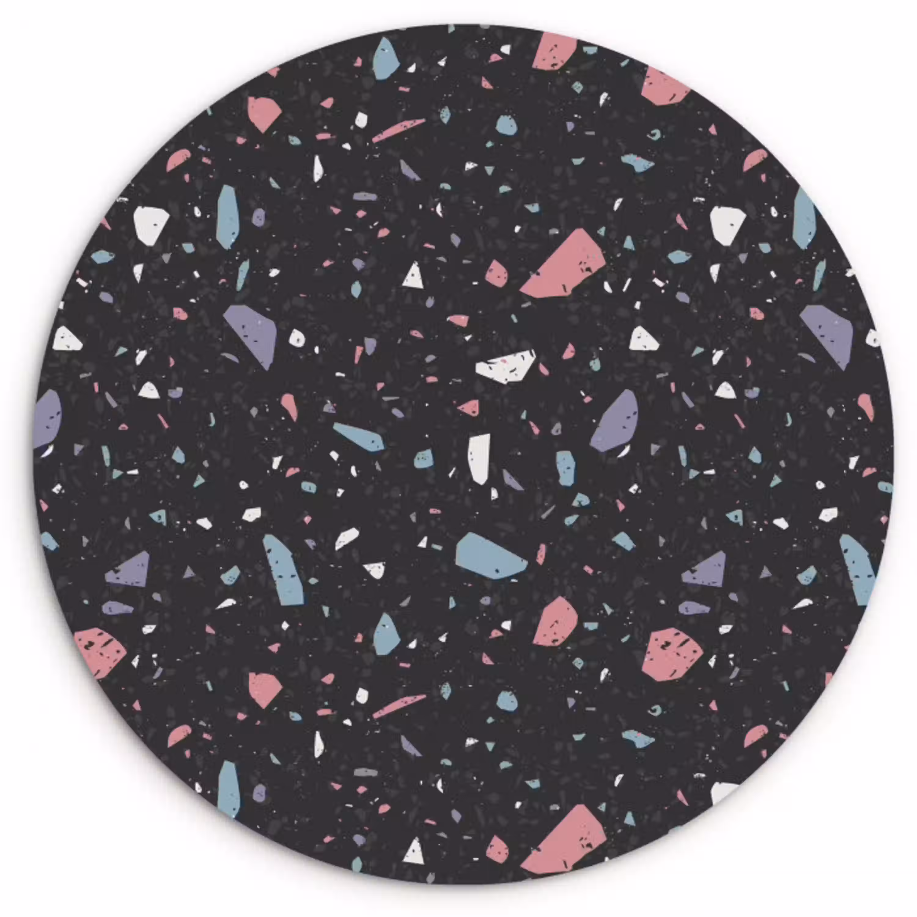 Terrazzo - Patroon - Zwart - Zacht Wandcirkel kunststof plaat 5mm dik klein 188 -3d