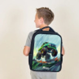 Groene Monstertruck met Penseelstreken Rugzak - Zwart middel -sfeer2