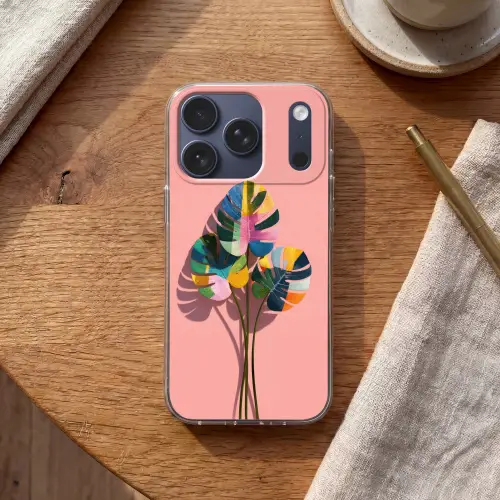 Bladeren - Geschilderd - Vlakken - Kleurrijk Telefoonhoesje iPhone 17 Pro klein -sfeer1