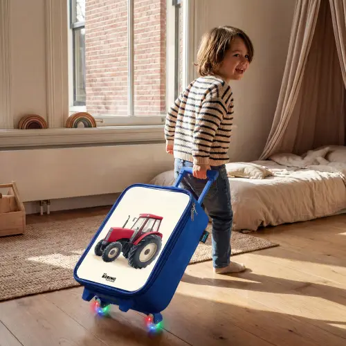 Tractor - Getekend - Rood Kinderkoffer - Blauw klein -sfeer1
