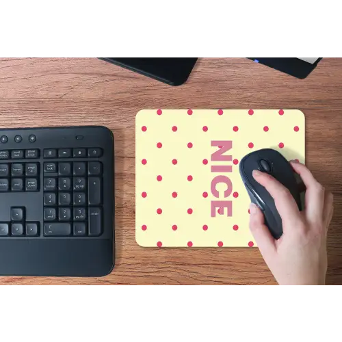 Nice - Stippen - Roze - Geel muismat rubber klein -toetsenbord
