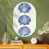 Schelpen - Blauw - Patroon Wandcirkel Ovaal Glas middel -sfeer2