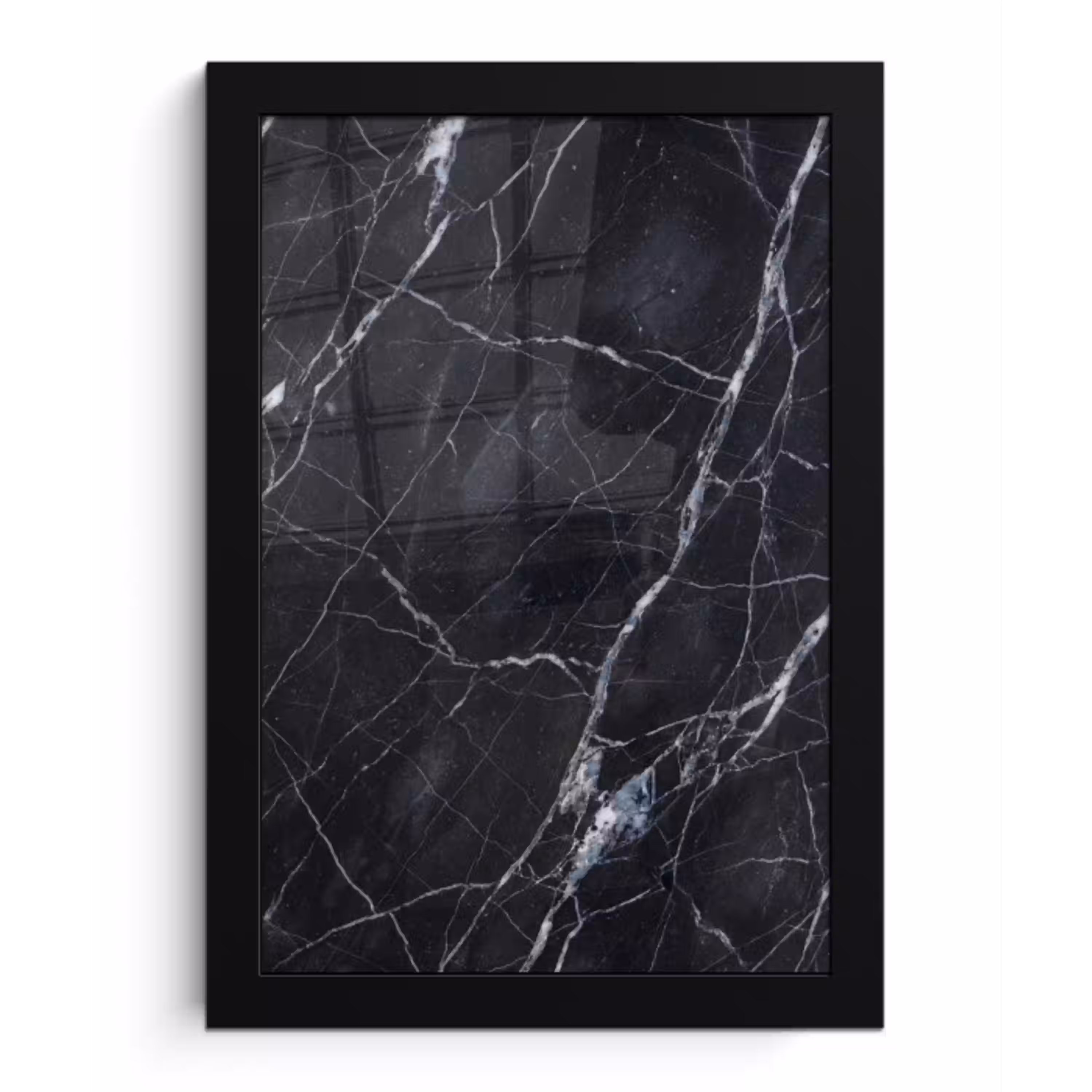 Marmer - Patroon - Modern - Zwart - Wit fotolijst zwart zonder passe partout klein -3d
