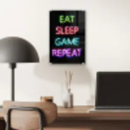 Gaming - Led - Quote - Eat sleep game repeat - Gamen plexiglas 5mm klein -sfeer6