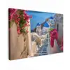 Santorini - Bloemen - Griekenland Tuinposter op houten frame 2 cm dik klein -3d