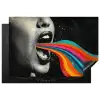 Mond - Golven - Regenboog Inductie beschermer vinyl 3mm klein -3d