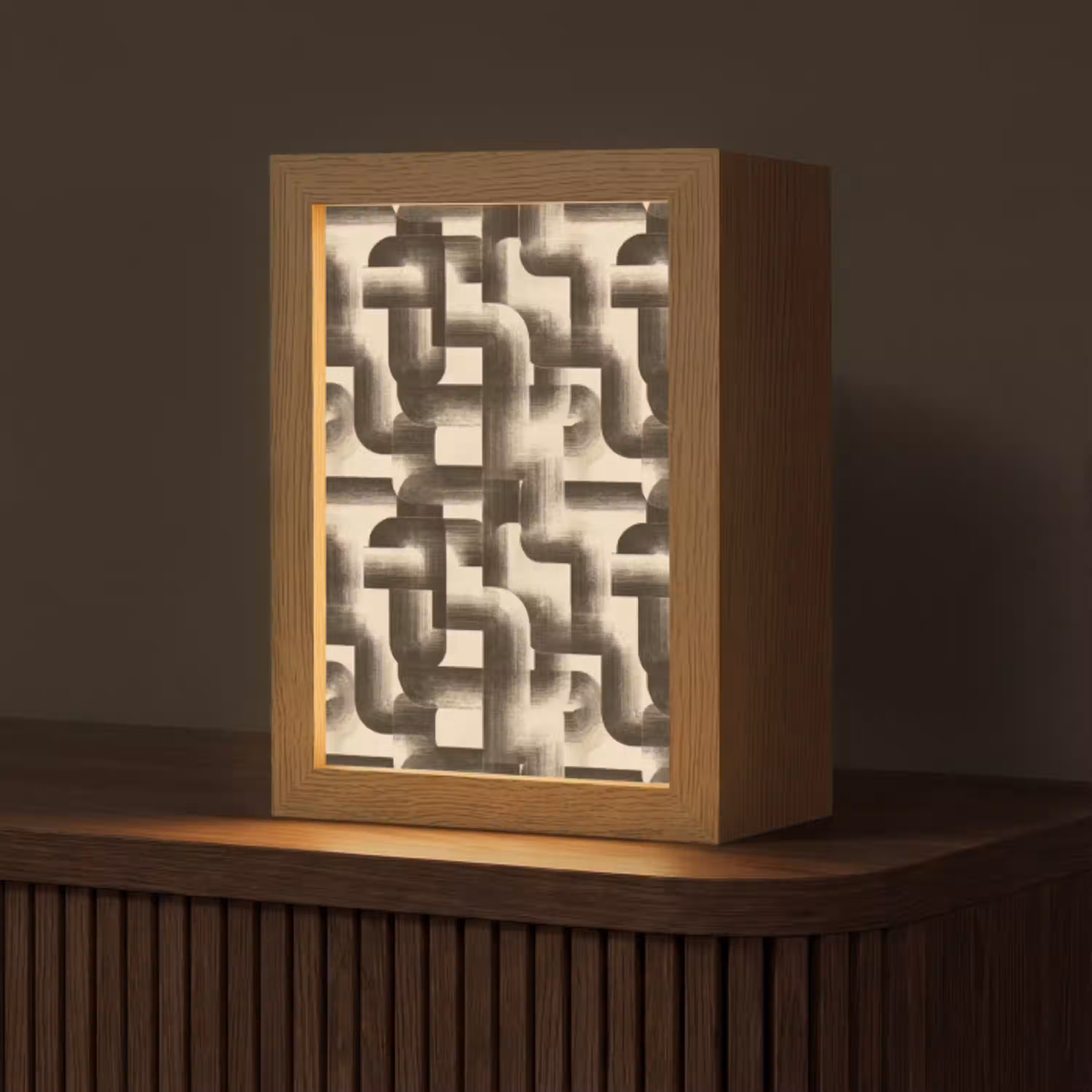 Abstract - Retro - Zwart Light Box met kabel (Tafellamp) klein 925 -z3d_website