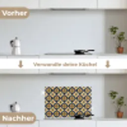 Patroon - Siertegel - Kleurrijk keuken achterwand spatscherm klein 900 -voor_na_DE