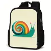Slak - Regenboogschild - Groen Rugzak - Zwart middel -schuin