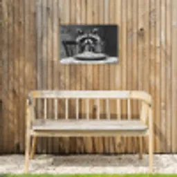 Wasbeer - Cute - Pasta - Tafelkleed - Zwart - Wit Tuinposter op houten frame 2 cm dik klein -sfeer4