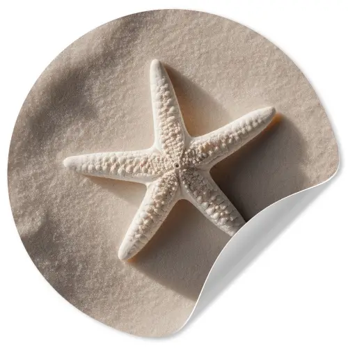 Strand - Zeester - Zand - Beige Wandcirkel behangsticker klein -3d
