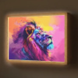 Leeuw - Verf- Kleuren - Dier Light Box met batterij (Wandlamp) middel -z3d_website