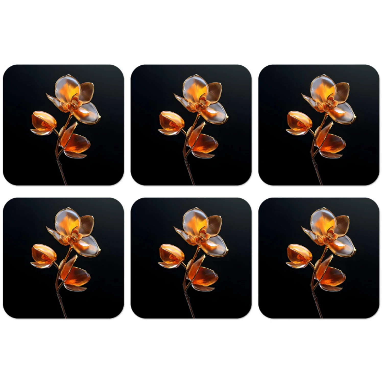 Bloem - Orchidee - Oranje onderzetter kurk middel -zkaufland3dotto