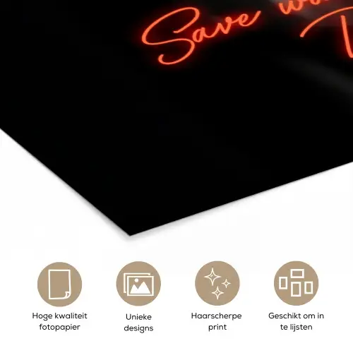 Wijn - Vrouw - Neon - Quote poster papier klein -closeup_NL