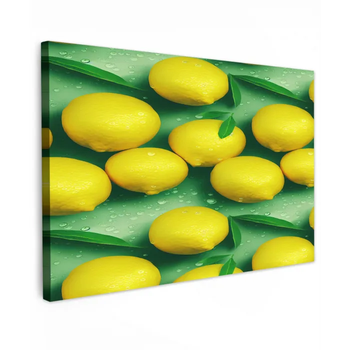 Citroenen - Geel - Groen - Druppels Tuinposter op houten frame 2 cm dik klein 845 -3d