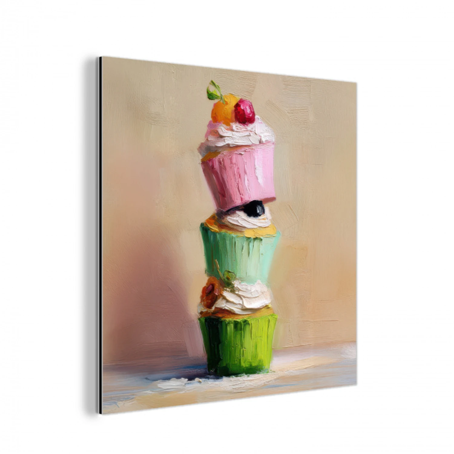 Cupcakes - Gestapeld - Kleurrijk - Fruit aluminium wit klein -3d