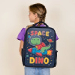 Dino - Raket - Kleurrijk Rugzak - Zwart middel -sfeer5